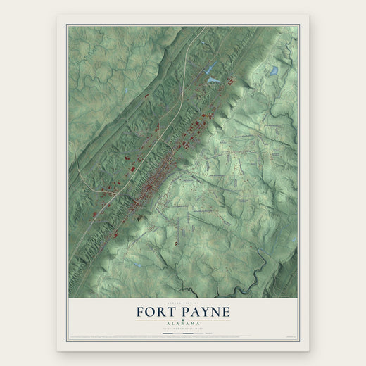 Fort Payne, Alabama map print, the full design