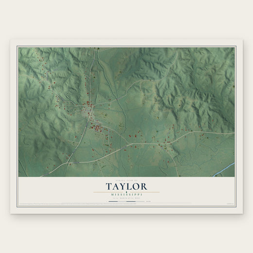 Taylor, Mississippi map print, the full design