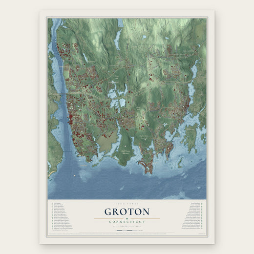 Groton, Connecticut map print, the full design