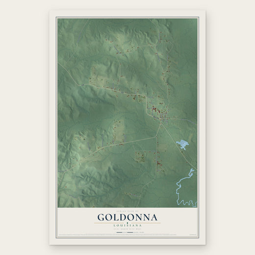 Goldonna, Louisiana map print, the full design
