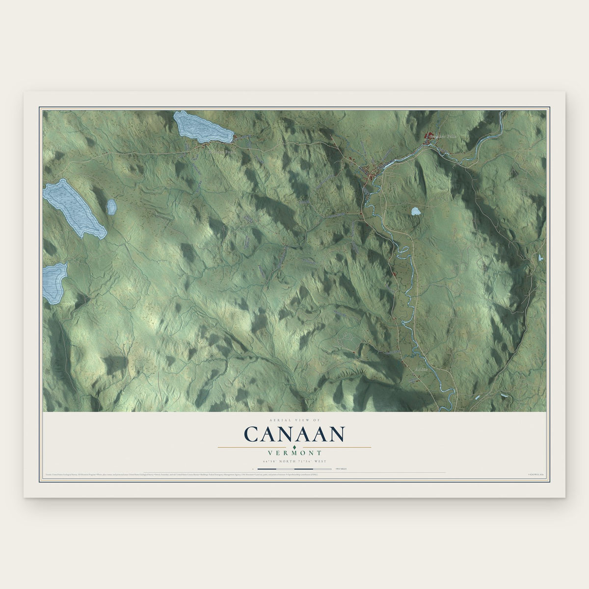 Canaan, Vermont map print, the full design