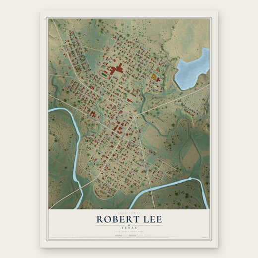 Robert Lee, Texas map print, the full design
