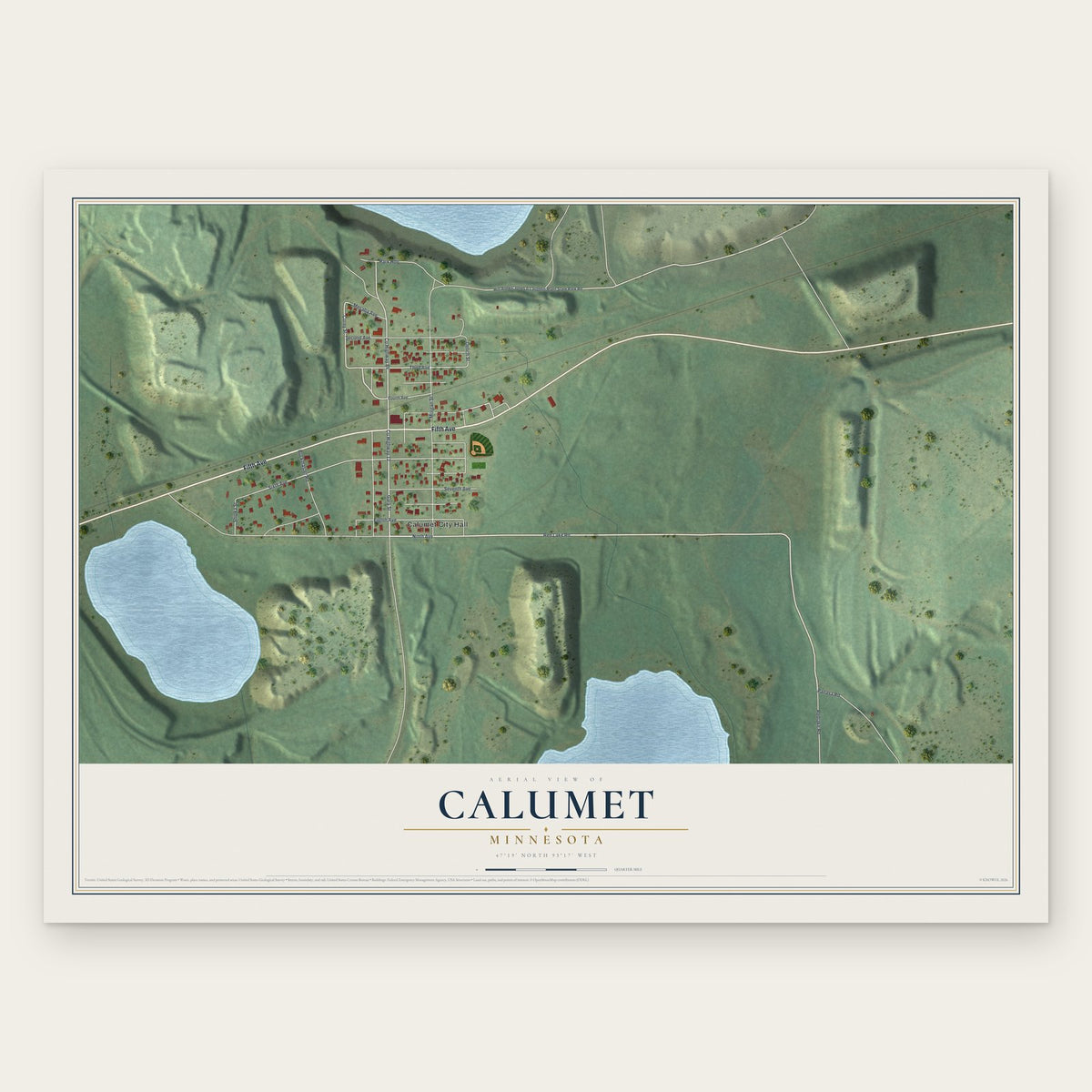 Calumet, Minnesota map print, the full design