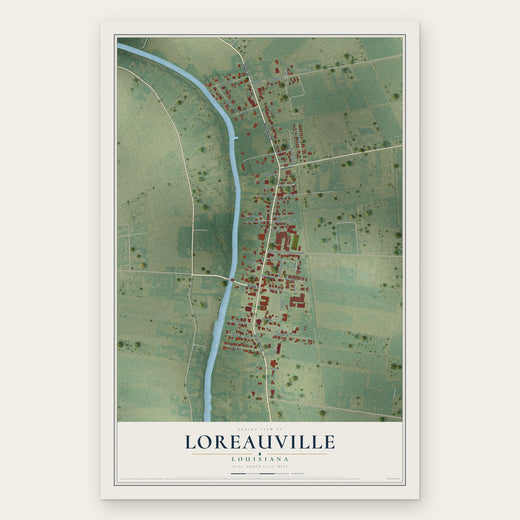 Loreauville, Louisiana map print, the full design