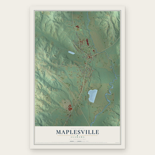 Maplesville, Alabama map print, the full design