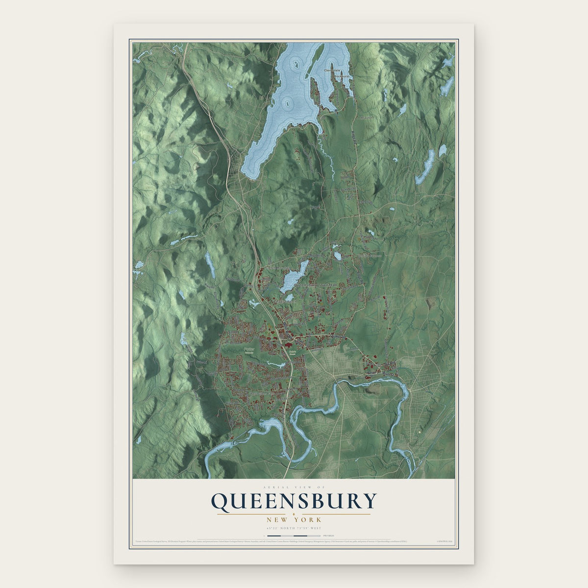 Queensbury, New York map print, the full design