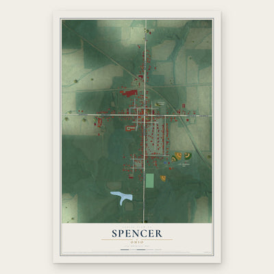 Spencer, Ohio map print, the full design