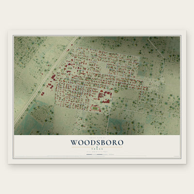 Woodsboro, Texas map print, the full design