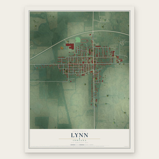 Lynn, Indiana map print, the full design