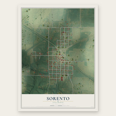 Sorento, Illinois map print, the full design