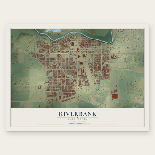 Riverbank, California map print, the full design