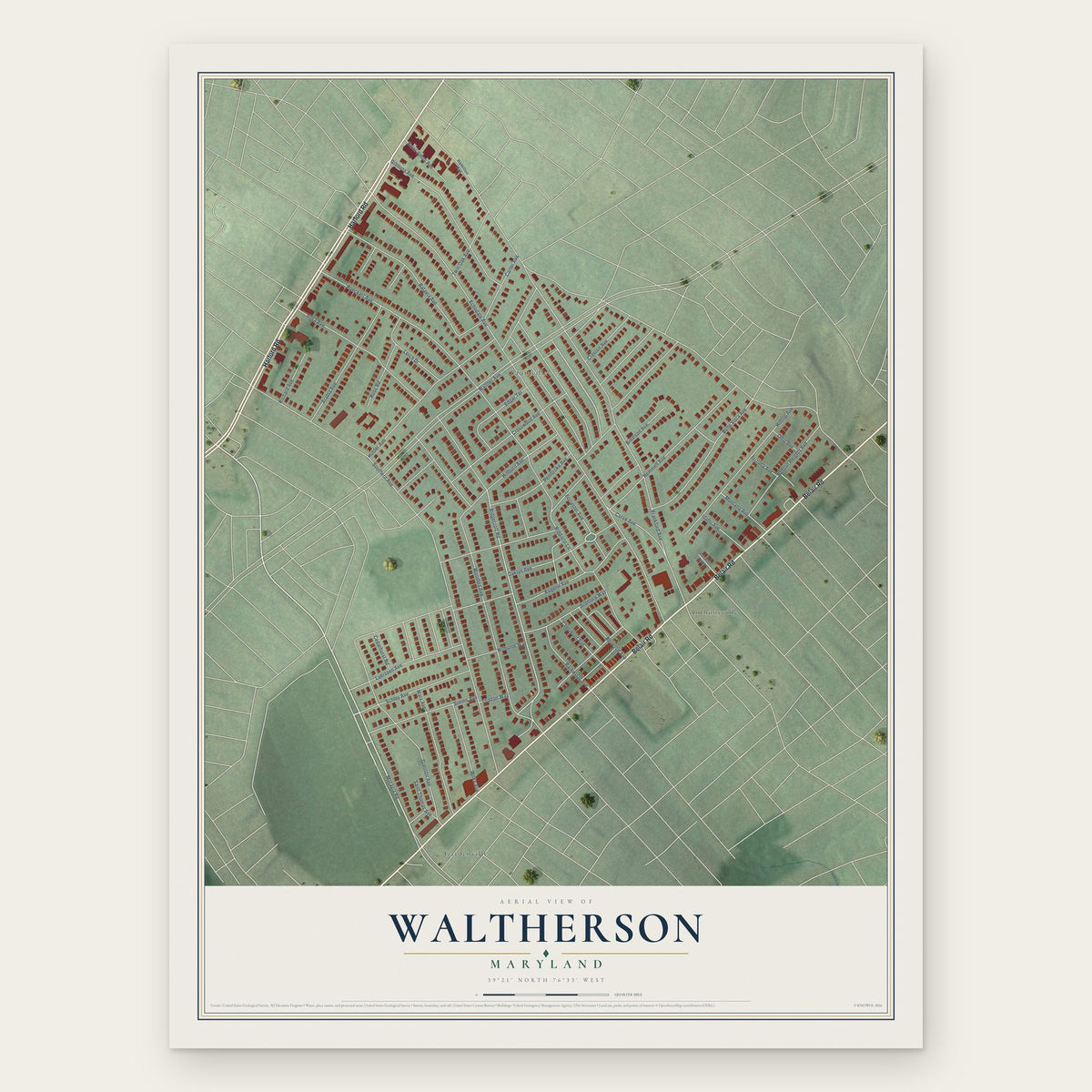 Waltherson, Maryland map print, the full design