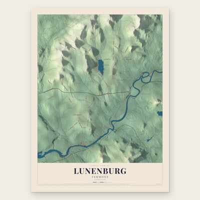 Lunenburg, Vermont map print, the full design