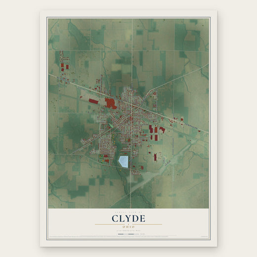 Clyde, Ohio map print, the full design