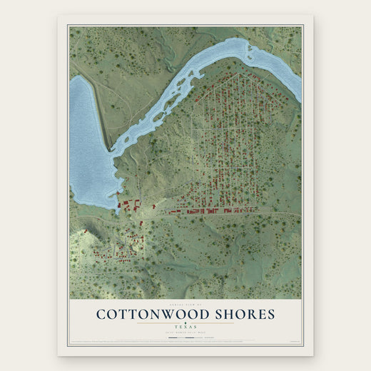 Cottonwood Shores, Texas map print, the full design