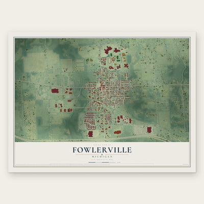 Fowlerville, Michigan map print, the full design