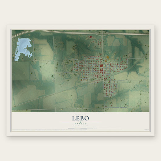 Lebo, Kansas map print, the full design