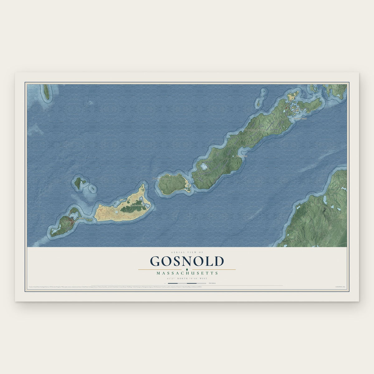 Gosnold, Massachusetts map print, the full design