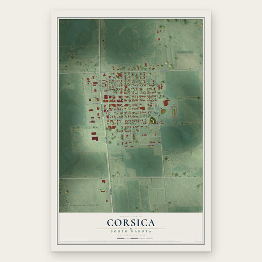 Corsica, South Dakota map print, the full design