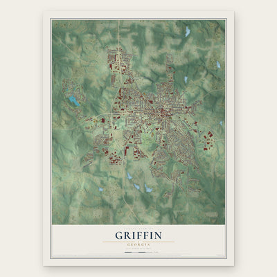 Griffin, Georgia map print, the full design