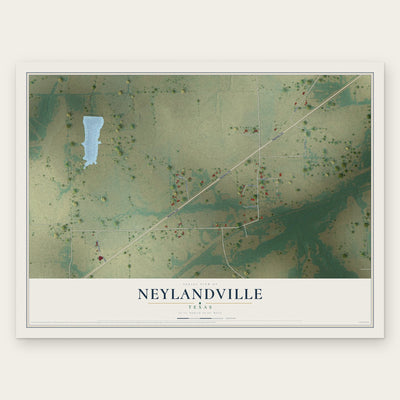Neylandville, Texas map print, the full design