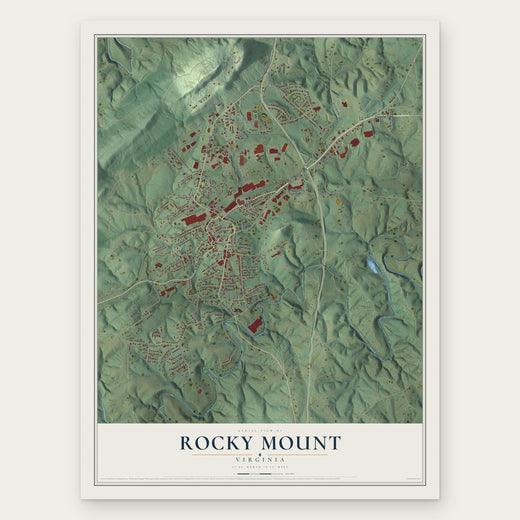 Rocky Mount, Virginia map print, the full design