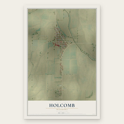 Holcomb, Missouri map print, the full design