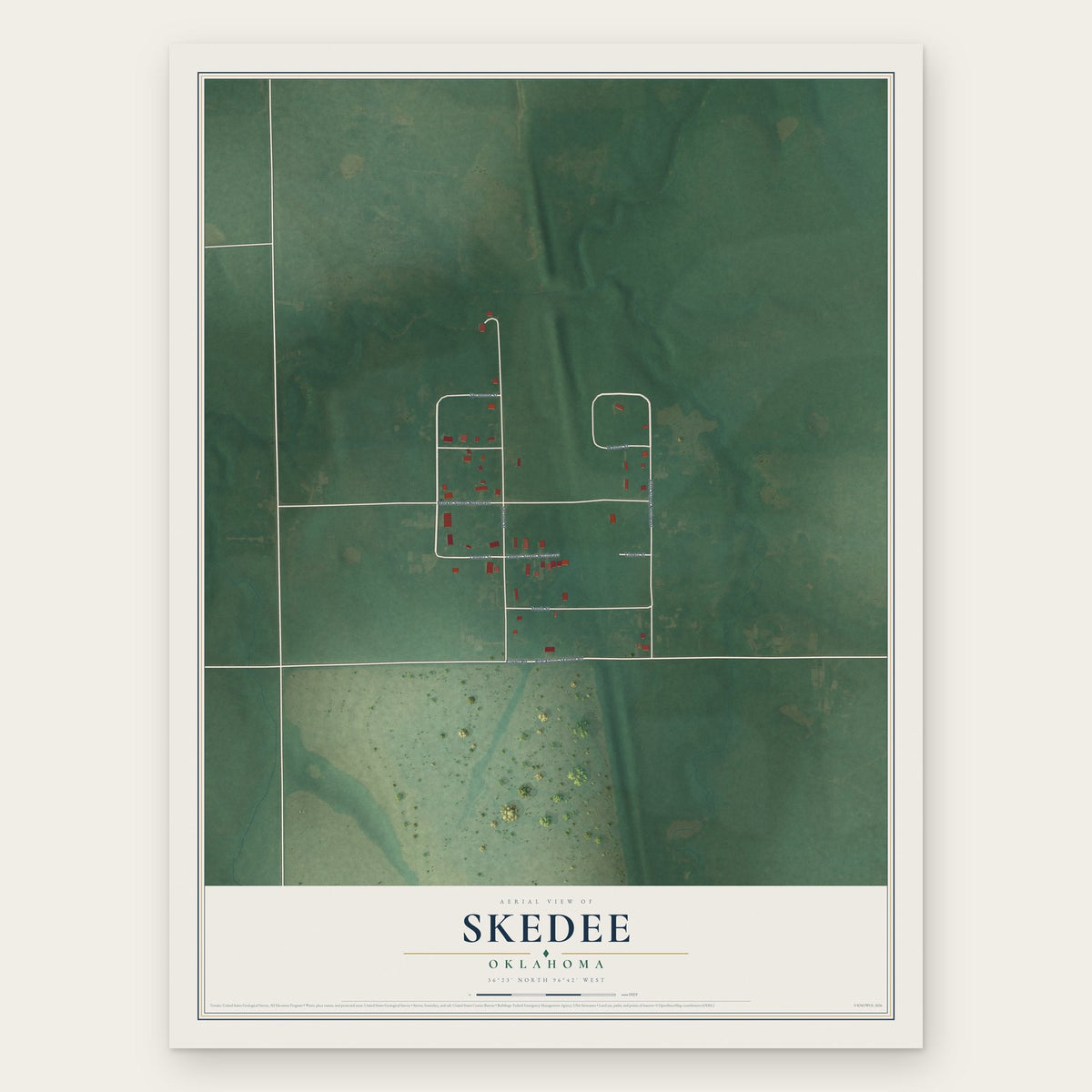 Skedee, Oklahoma map print, the full design