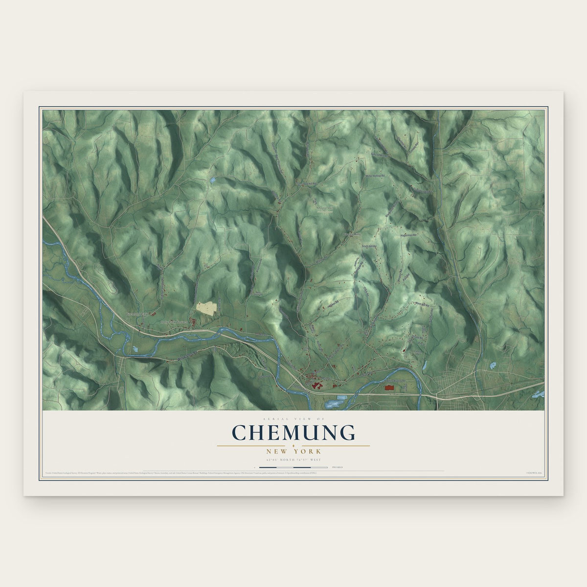 Chemung, New York map print, the full design