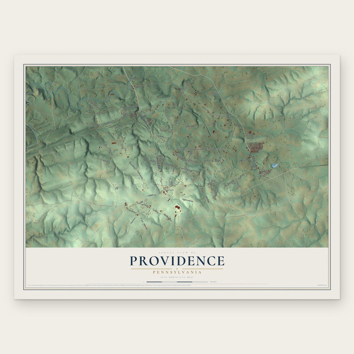 Providence, Pennsylvania map print, the full design
