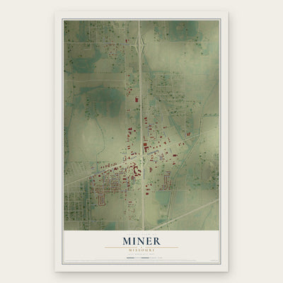 Miner, Missouri map print, the full design