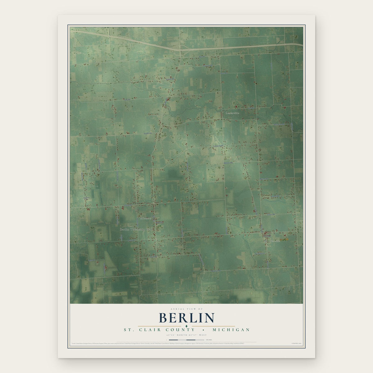 Berlin, St. Clair County, Michigan map print, the full design