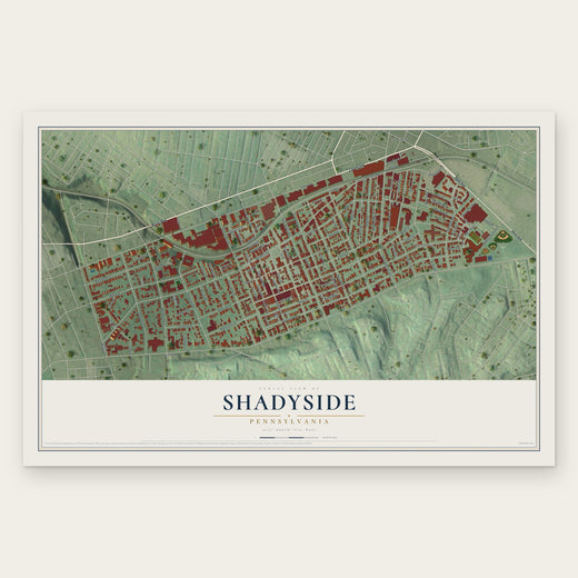 Shadyside, Pennsylvania map print, the full design