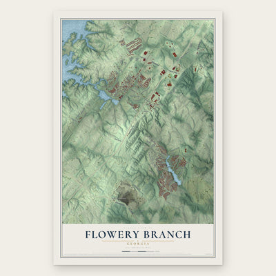 Flowery Branch, Georgia map print, the full design