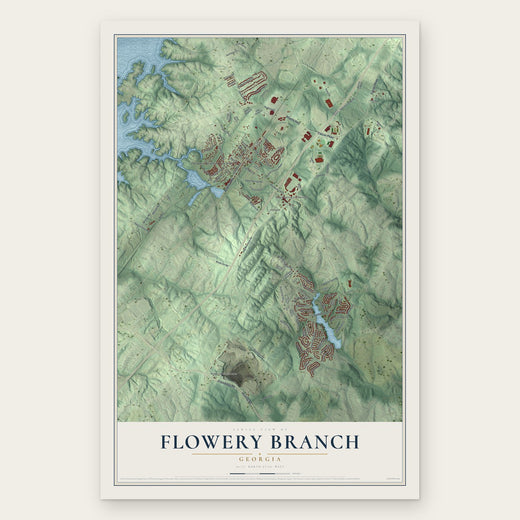 Flowery Branch, Georgia map print, the full design