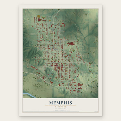 Memphis, Missouri map print, the full design