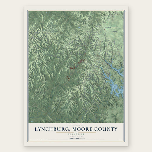 Lynchburg, Moore County, Tennessee map print, the full design