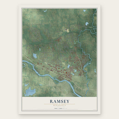 Ramsey, Minnesota map print, the full design