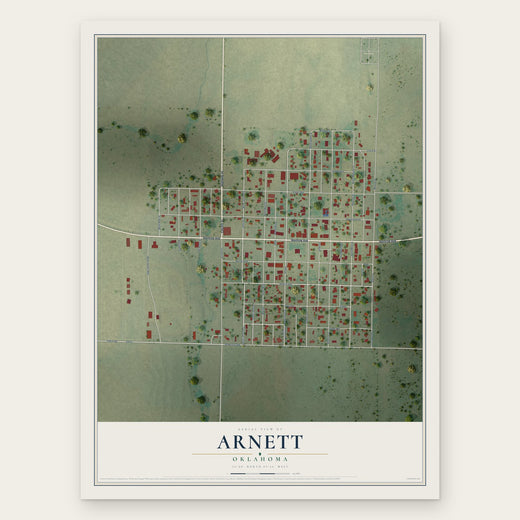 Arnett, Oklahoma map print, the full design