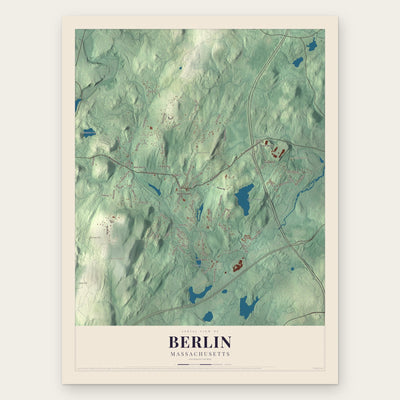 Berlin, Massachusetts map print, the full design