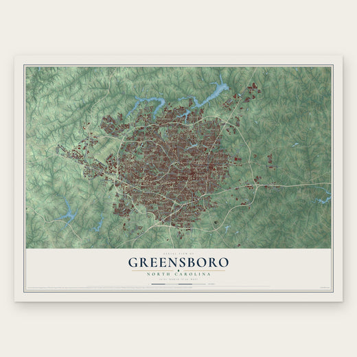 Greensboro, North Carolina map print, the full design