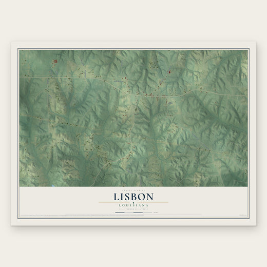 Lisbon, Louisiana map print, the full design