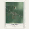Newtown, Indiana map print, the full design