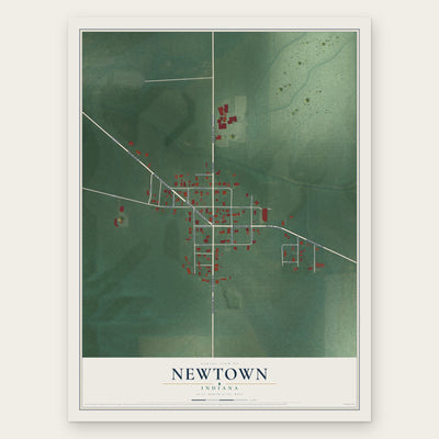 Newtown, Indiana map print, the full design