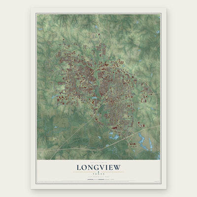 Longview, Texas map print, the full design