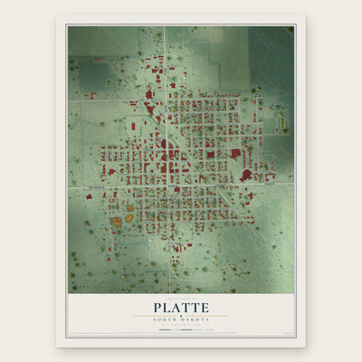 Platte, South Dakota map print, the full design