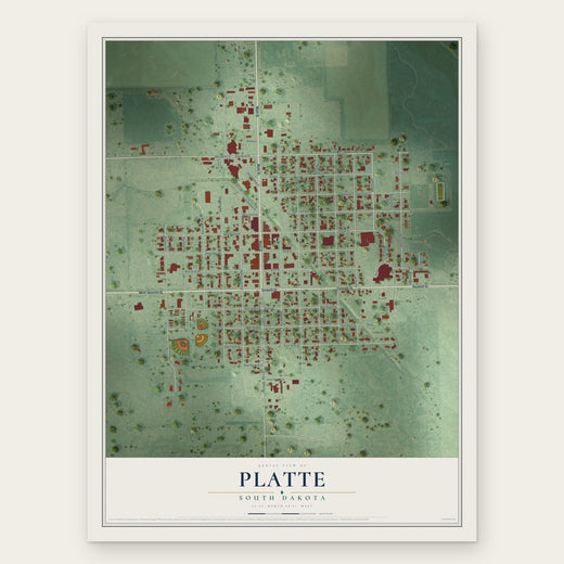 Platte, South Dakota map print, the full design