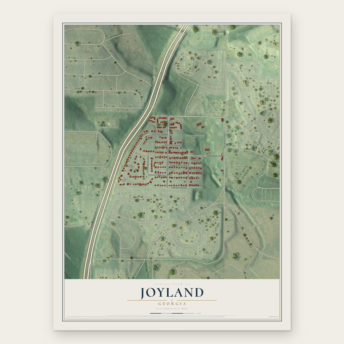 Joyland, Georgia map print, the full design