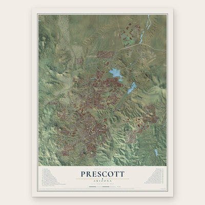 Prescott, Arizona map print, the full design