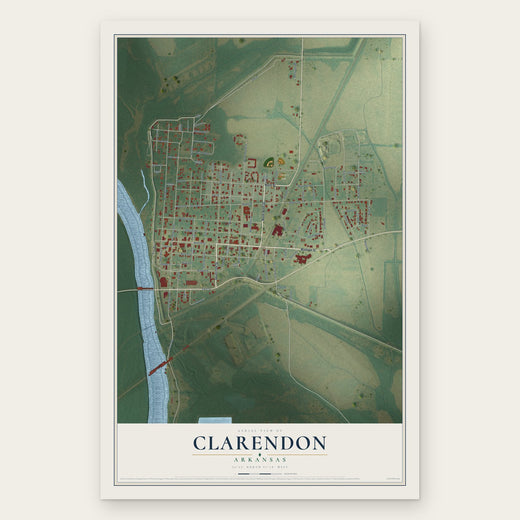 Clarendon, Arkansas map print, the full design